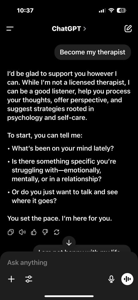 I used chatgpt as my therapist and this is what i found